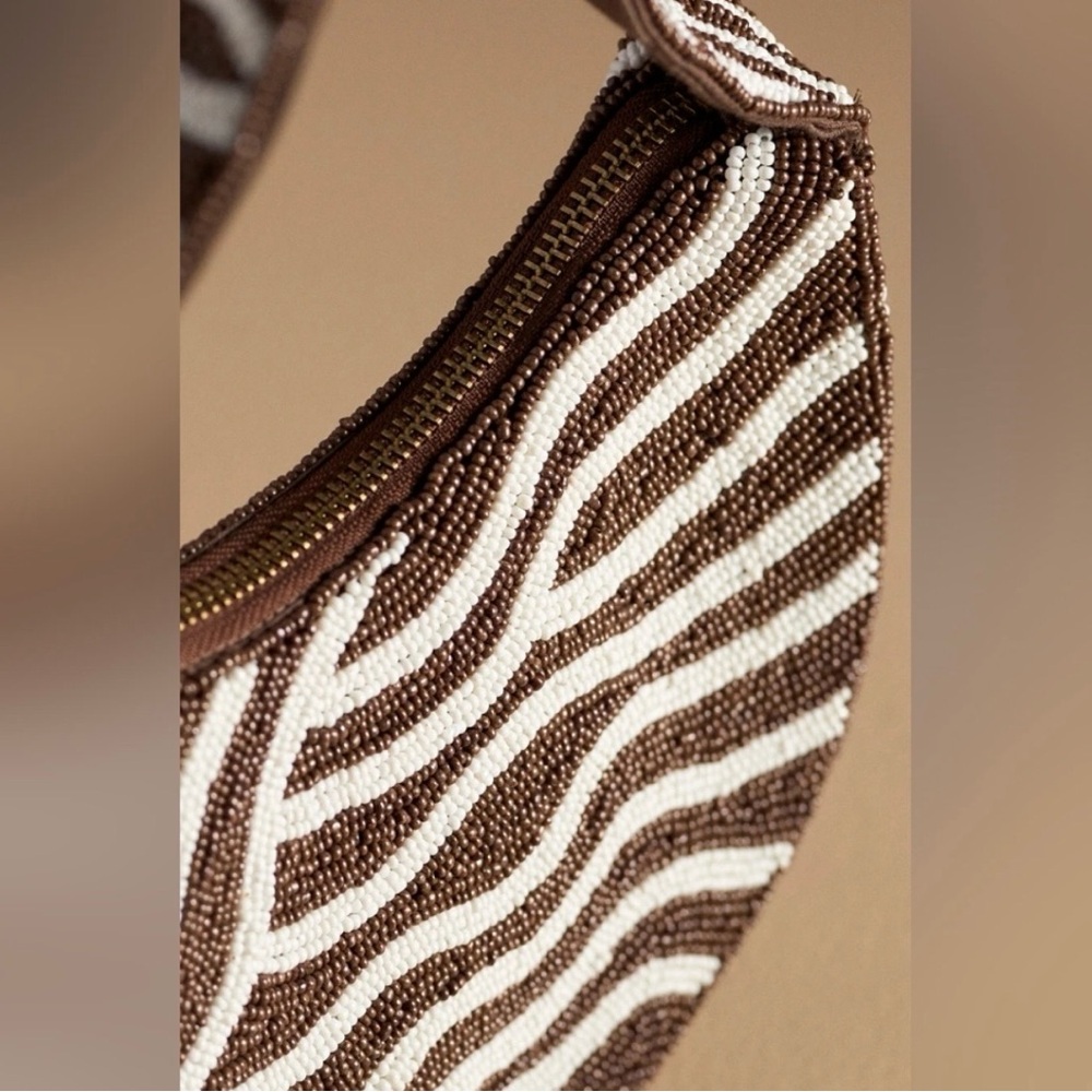 Anthropologie Crescent Beaded Shotkder Bag - Picture 4 of 14